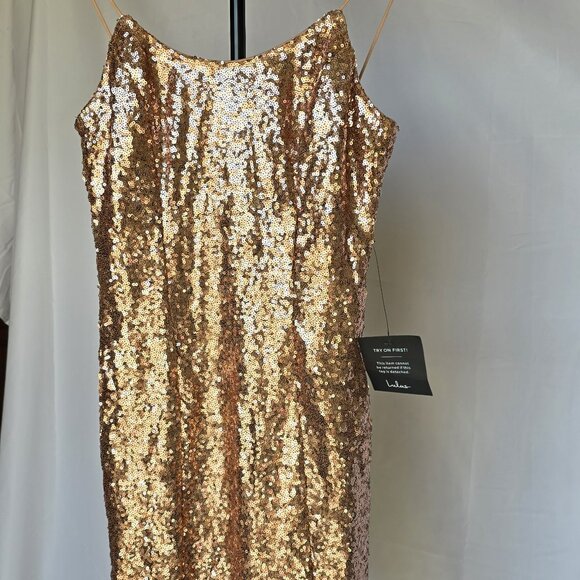 NWT Lulus Gold Sequin Mini Dress Size S - Picture 1 of 5